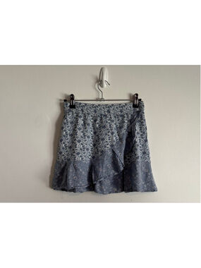 Juniors Sim & Sam Blue White Floral Mini Skirt S